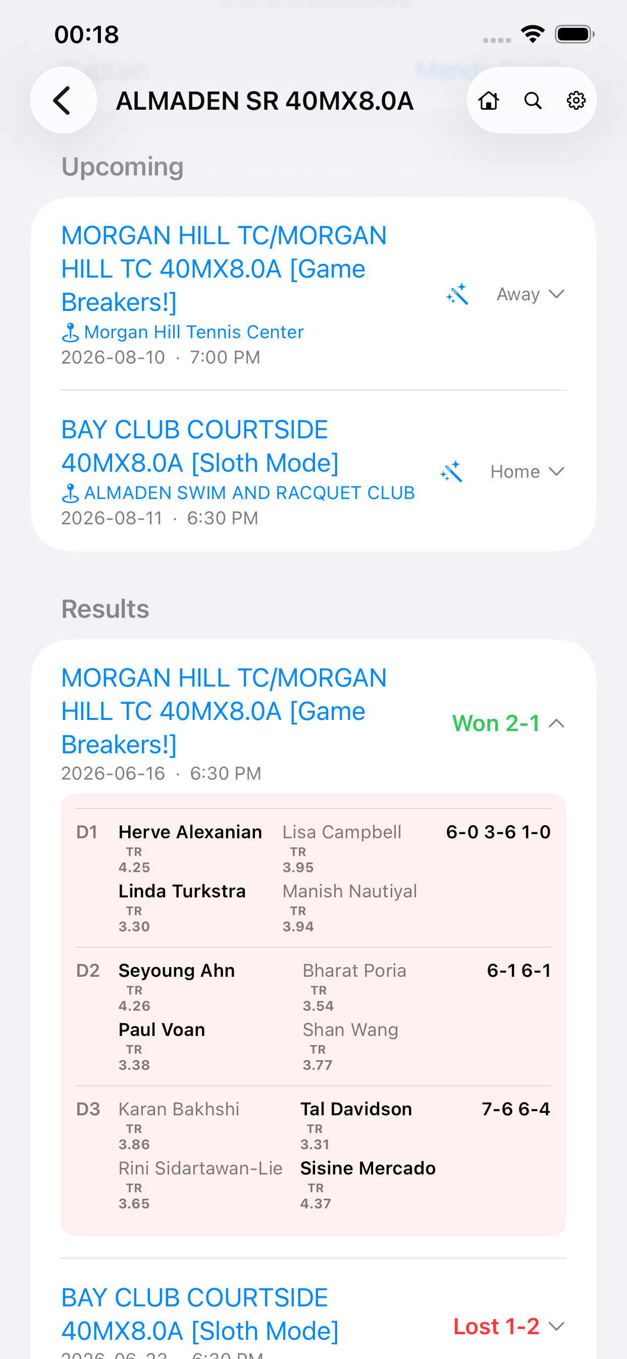 Match result expanded