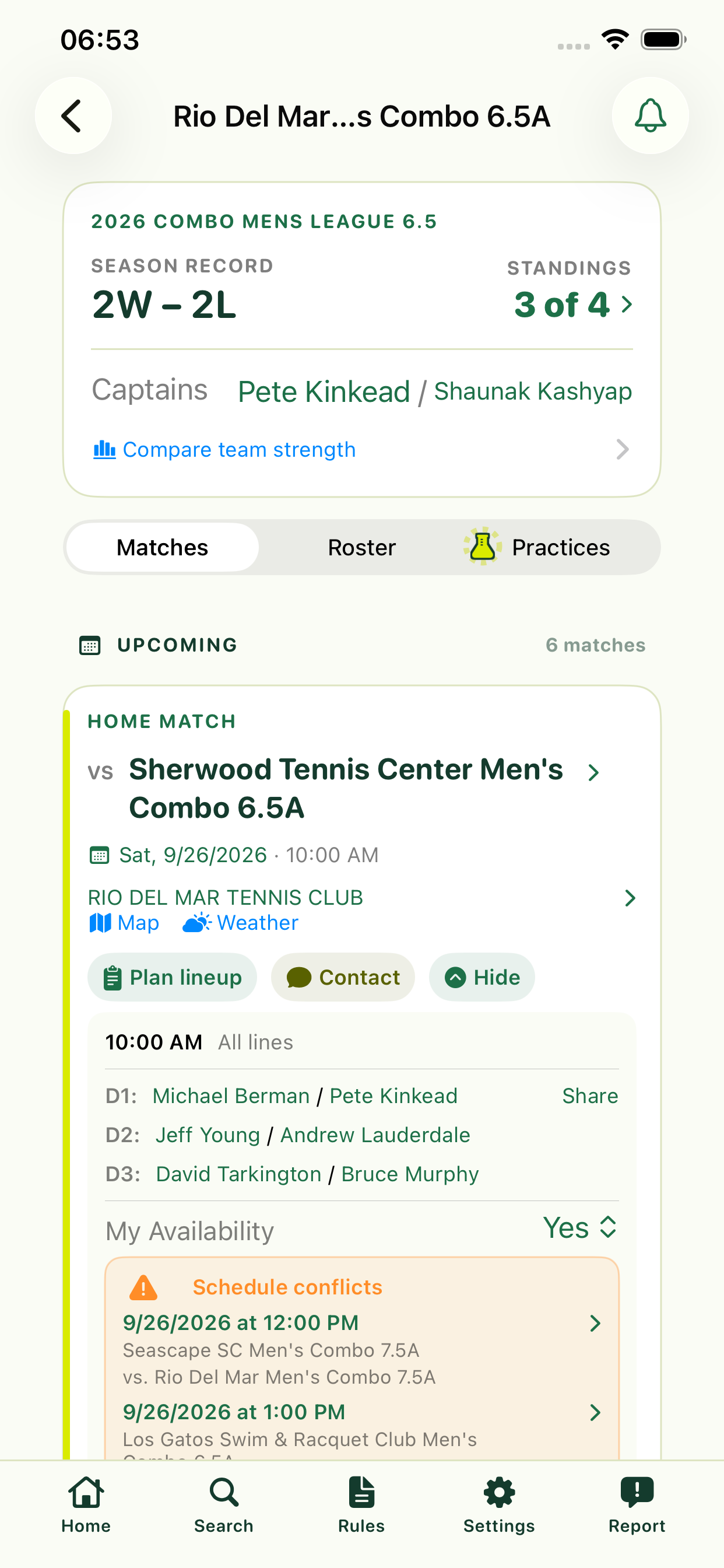 Upcoming match expanded