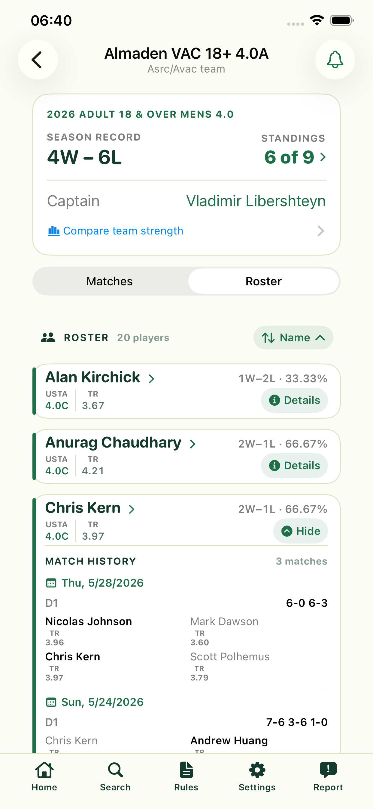 Roster player expanded
